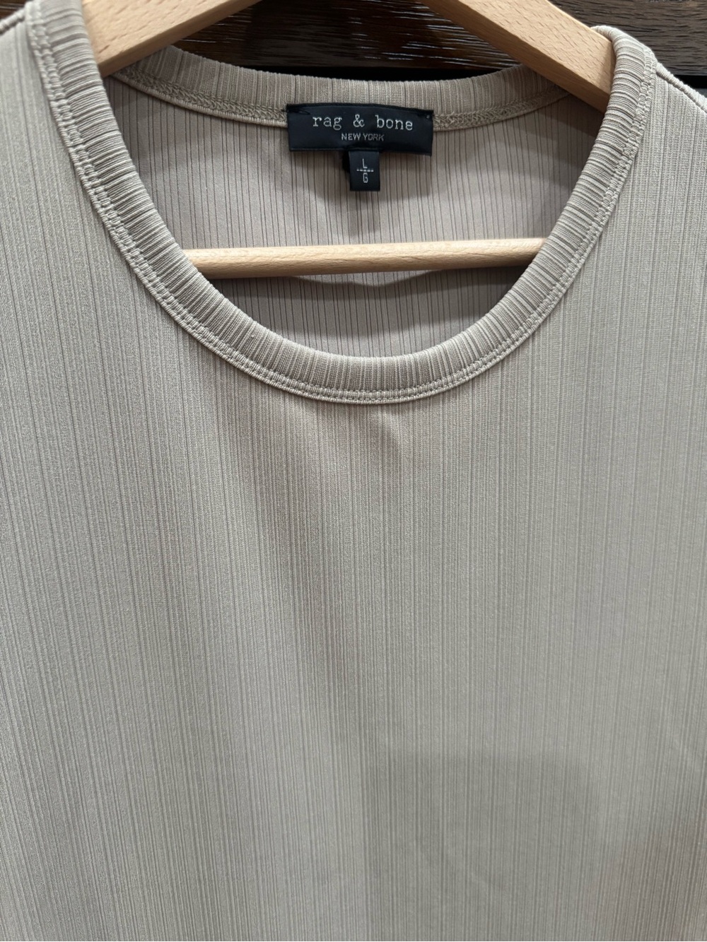 rag & bone Women Cream Ribbed Crew Neck Shirt